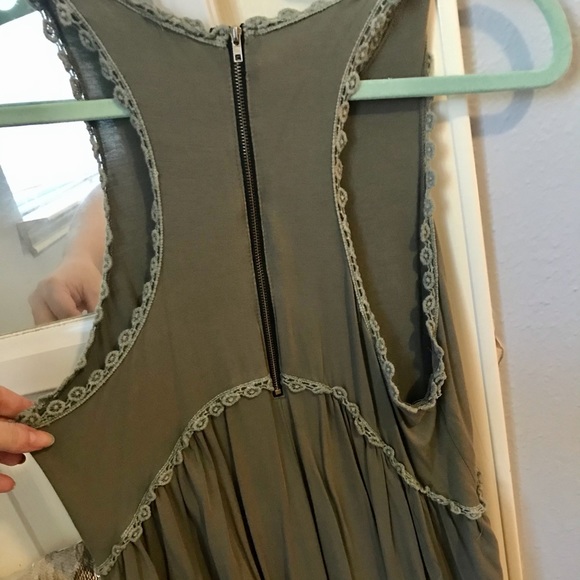 Olive Green Tunic Tank | Lace Accents | Boutique - Picture 3 of 5